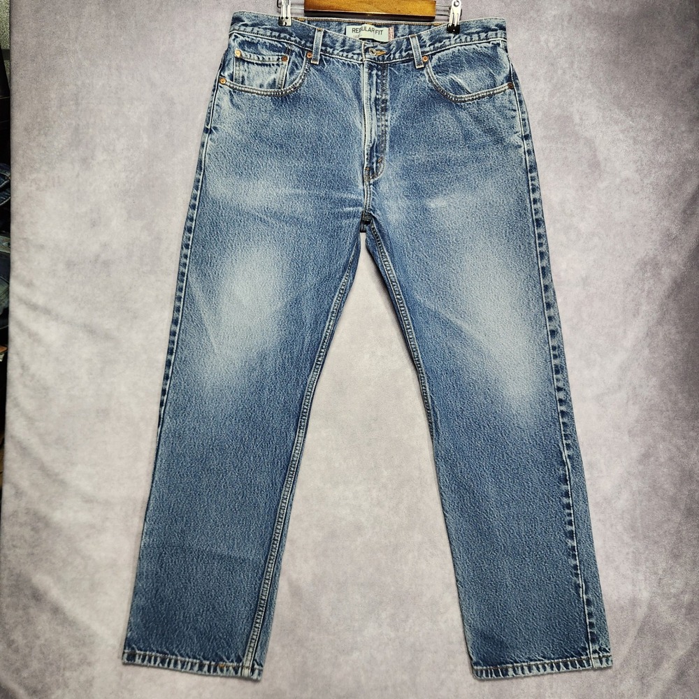 Levis 505 Regular Fit Jeans Mens W38 L32‎ Blue Denim Cotton